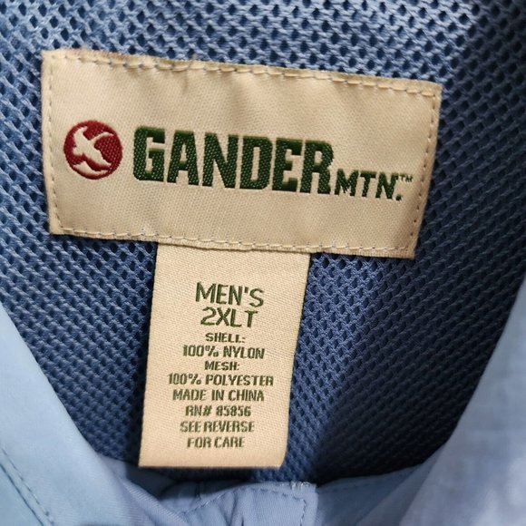 Gander Mountain Blue 2XLT Vented Button Down Fishing LS Shirt UV Sun Protection - Picture 3 of 16